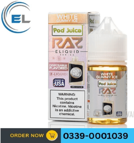 White Gummy Ice – Pod Juice Salts x RAZ E-Liquid – 30mL in Mardan 03390001039